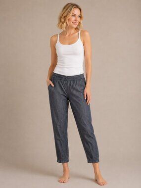 Eileen Fisher Dark Indigo Elastic Waist Cropped Leggings